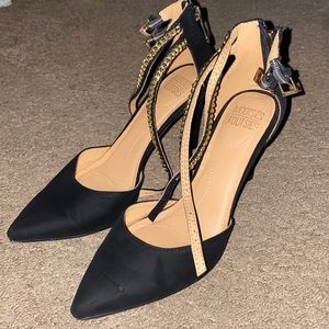Black and gold heels